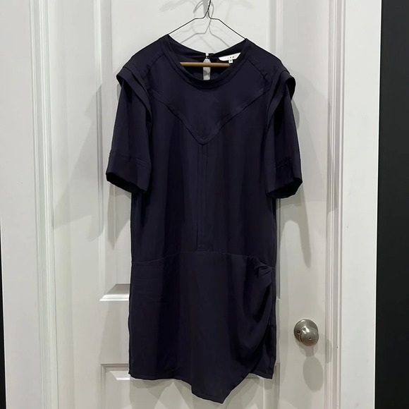 IRO Amanda Dark Purple Draped Crepe Mini Dress Sz 40 US Sz L - Picture 8 of 8